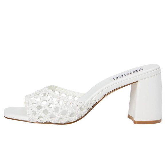 Steve Madden Womens Mania Heeled Sandal Block MANI13S1 White 7.5M - Picture 10 of 13